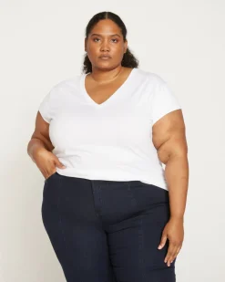 Universal Standard Ashley V Neck Cap Sleeve Tee