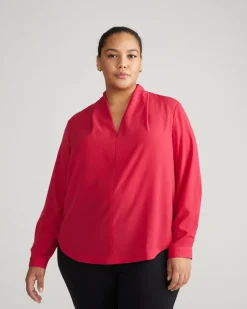 Universal Standard Better-Than-Silk Long Sleeve V-Neck Top