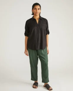 Universal Standard Button Back Linen Polo Shirt