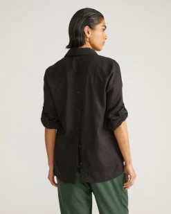 Universal Standard Button Back Linen Polo Shirt