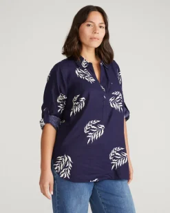 Universal Standard Button Back Linen Polo Shirt