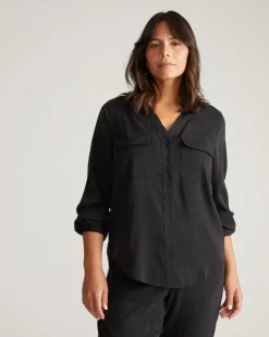 Universal Standard Cooling Stretch Cupro Button-Down Blouse