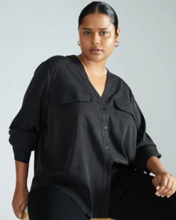 Universal Standard Cooling Stretch Cupro Button-Down Blouse