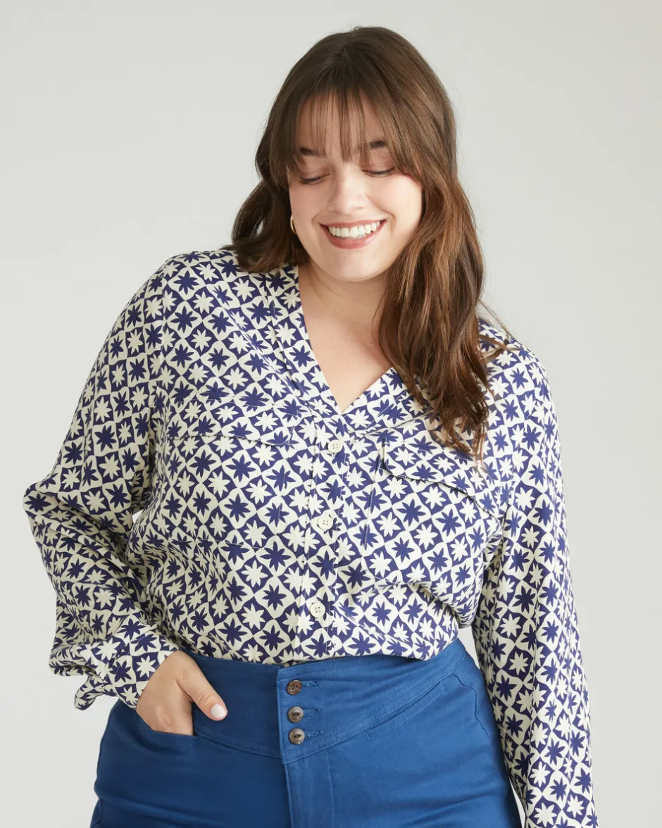 Universal Standard Cooling Stretch Cupro Button-Down Blouse