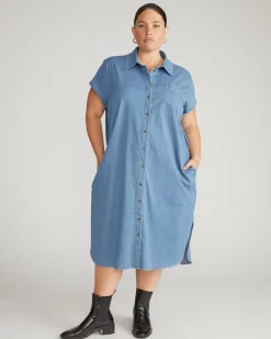 Universal Standard Dune Cotton Chambray Shirtdress