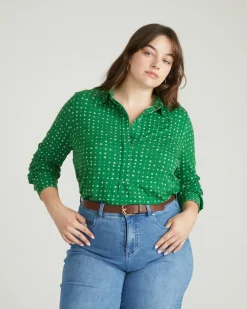 Universal Standard Elbe Popover Liquid Jersey Shirt Classic Fit
