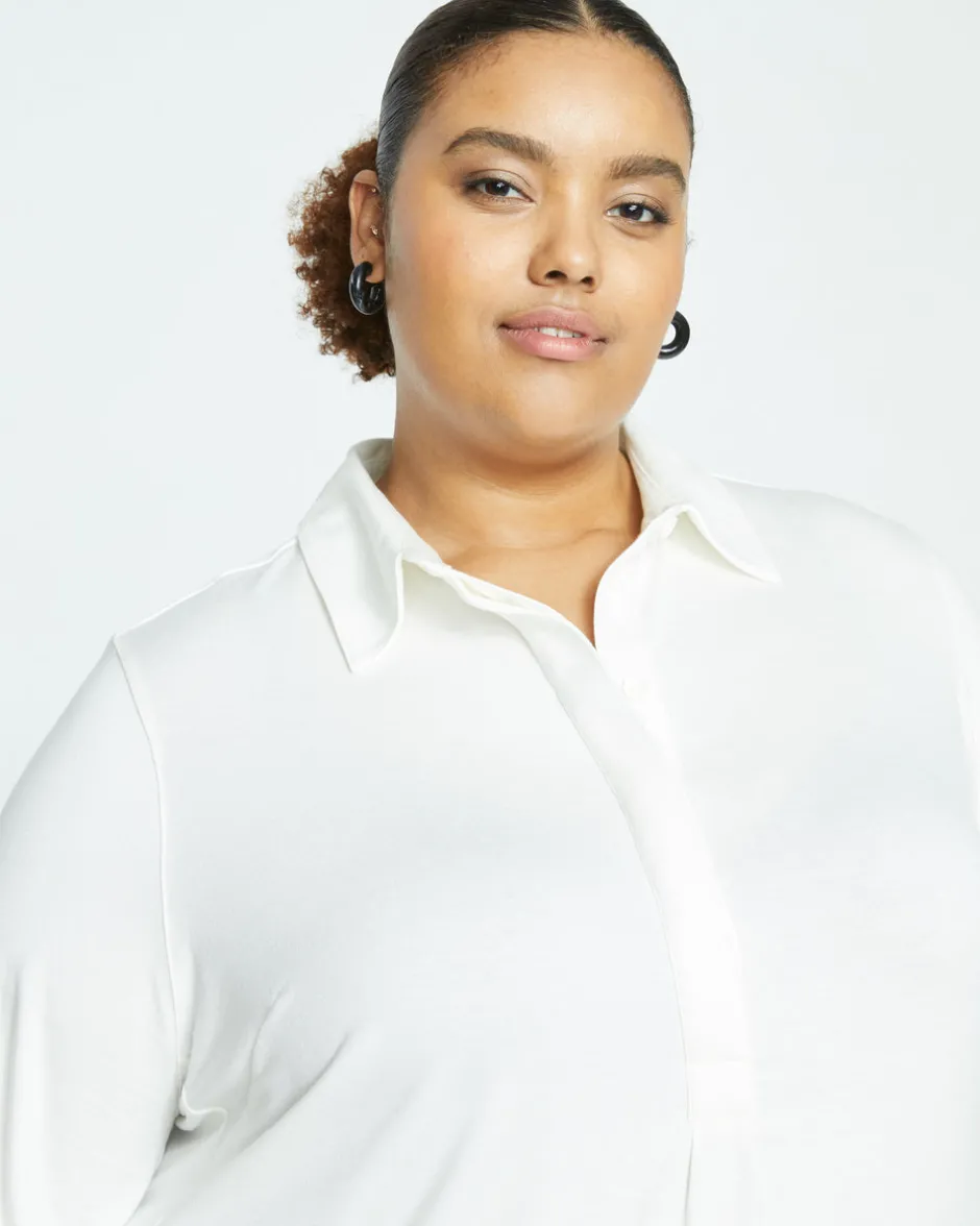 Universal Standard Elbe Popover Liquid Jersey Shirt Classic Fit