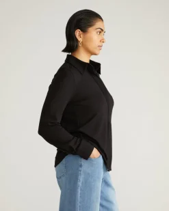 Universal Standard Elbe Popover Liquid Jersey Shirt Classic Fit