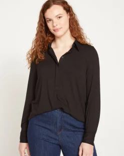 Universal Standard Elbe Popover Liquid Jersey Shirt Classic Fit