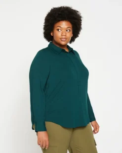 Universal Standard Elbe Popover Liquid Jersey Shirt Classic Fit