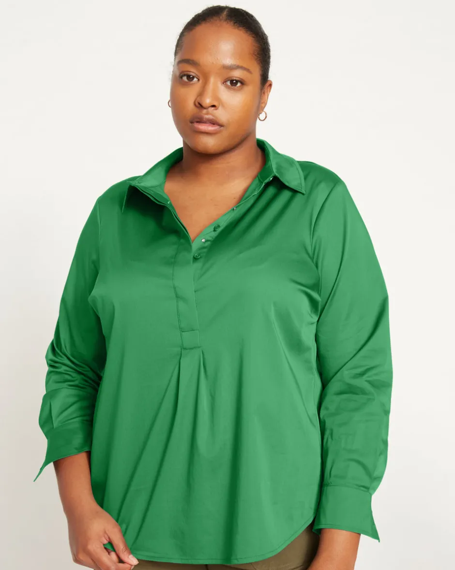Universal Standard Elbe Popover Stretch Poplin Shirt Classic Fit