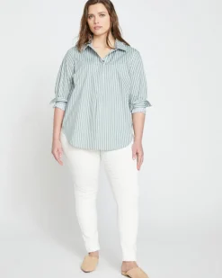 Universal Standard Elbe Popover Stretch Poplin Shirt Classic Fit