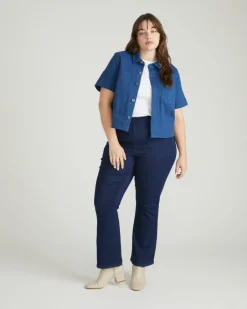 Universal Standard Flynn Short Sleeve Denim Shacket