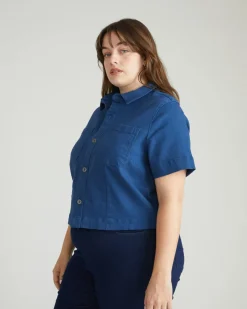 Universal Standard Flynn Short Sleeve Denim Shacket