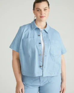 Universal Standard Flynn Short Sleeve Denim Shacket