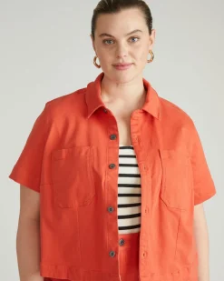 Universal Standard Flynn Short Sleeve Denim Shacket