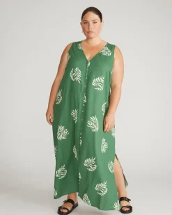 Universal Standard Islet Button-Down Linen Maxi Dress
