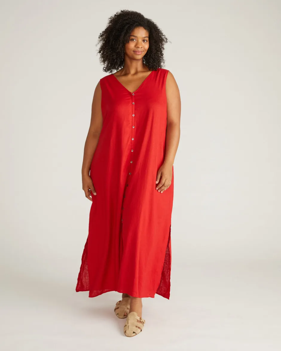 Universal Standard Islet Button-Down Linen Maxi Dress
