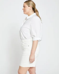 Universal Standard Katie High Rise Crossover Denim Shorts