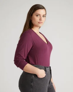 Universal Standard Light-As-Air Long Sleeve V Neck Tee
