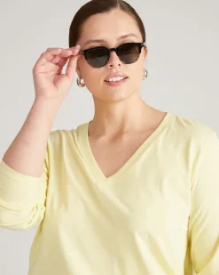 Universal Standard Light-As-Air Long Sleeve V Neck Tee