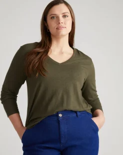 Universal Standard Light-As-Air Long Sleeve V Neck Tee