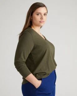 Universal Standard Light-As-Air Long Sleeve V Neck Tee