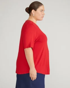 Universal Standard Lily Liquid Jersey Crew Neck Stovepipe Tee