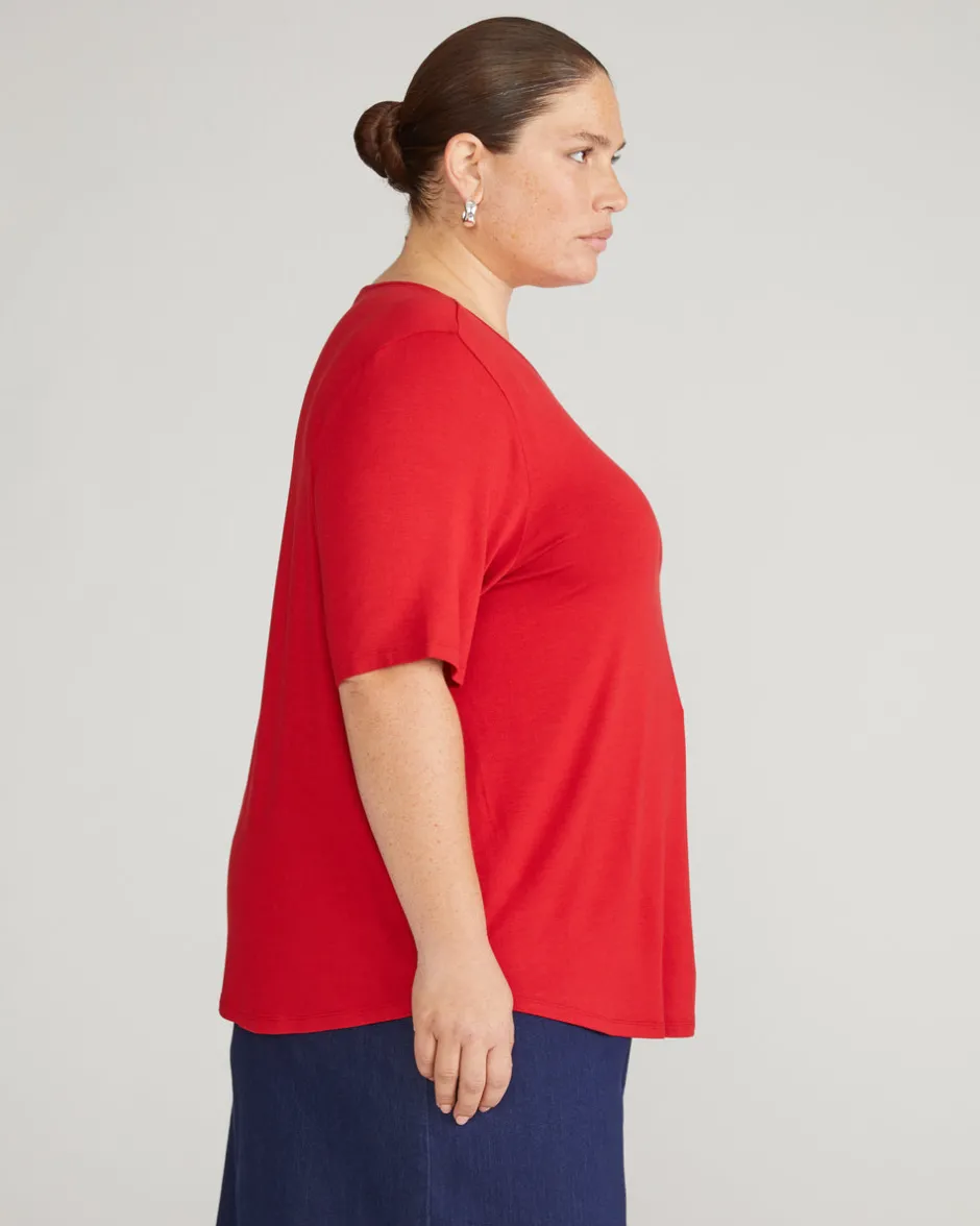 Universal Standard Lily Liquid Jersey Crew Neck Stovepipe Tee