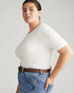 Universal Standard Lily Liquid Jersey Crew Neck Stovepipe Tee