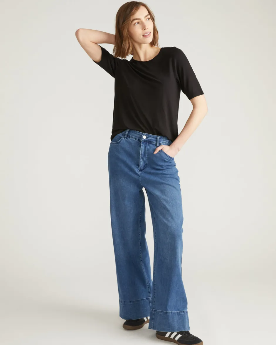 Universal Standard Lily Liquid Jersey Crew Neck Stovepipe Tee