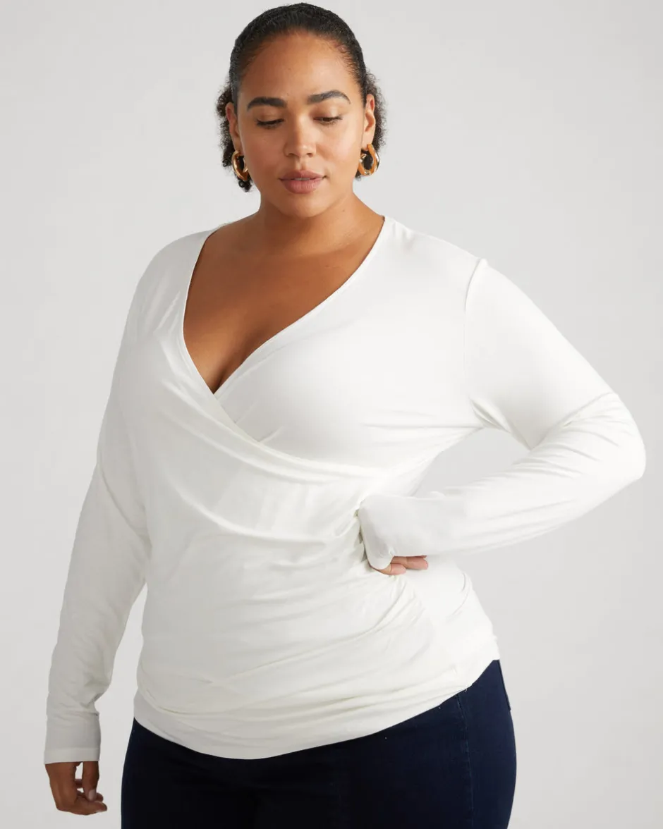 Universal Standard Liquid Jersey Two-Way Long Sleeve Cross Top