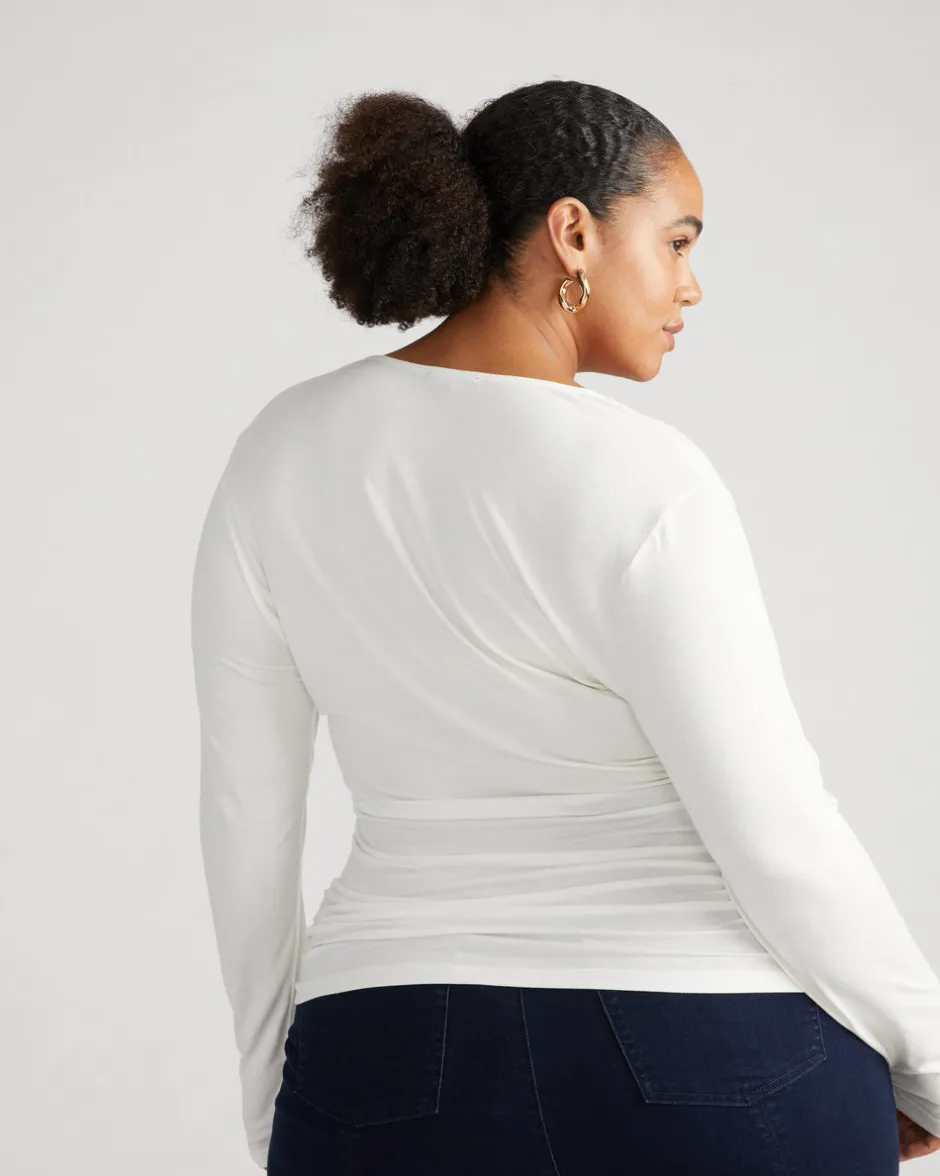 Universal Standard Liquid Jersey Two-Way Long Sleeve Cross Top