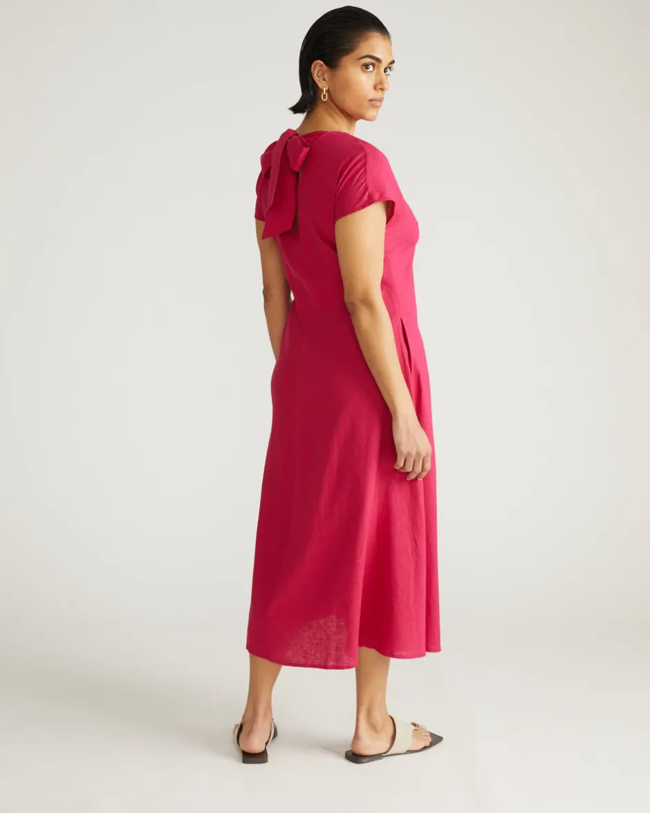 Universal Standard Louvre Bow Back Linen Dress