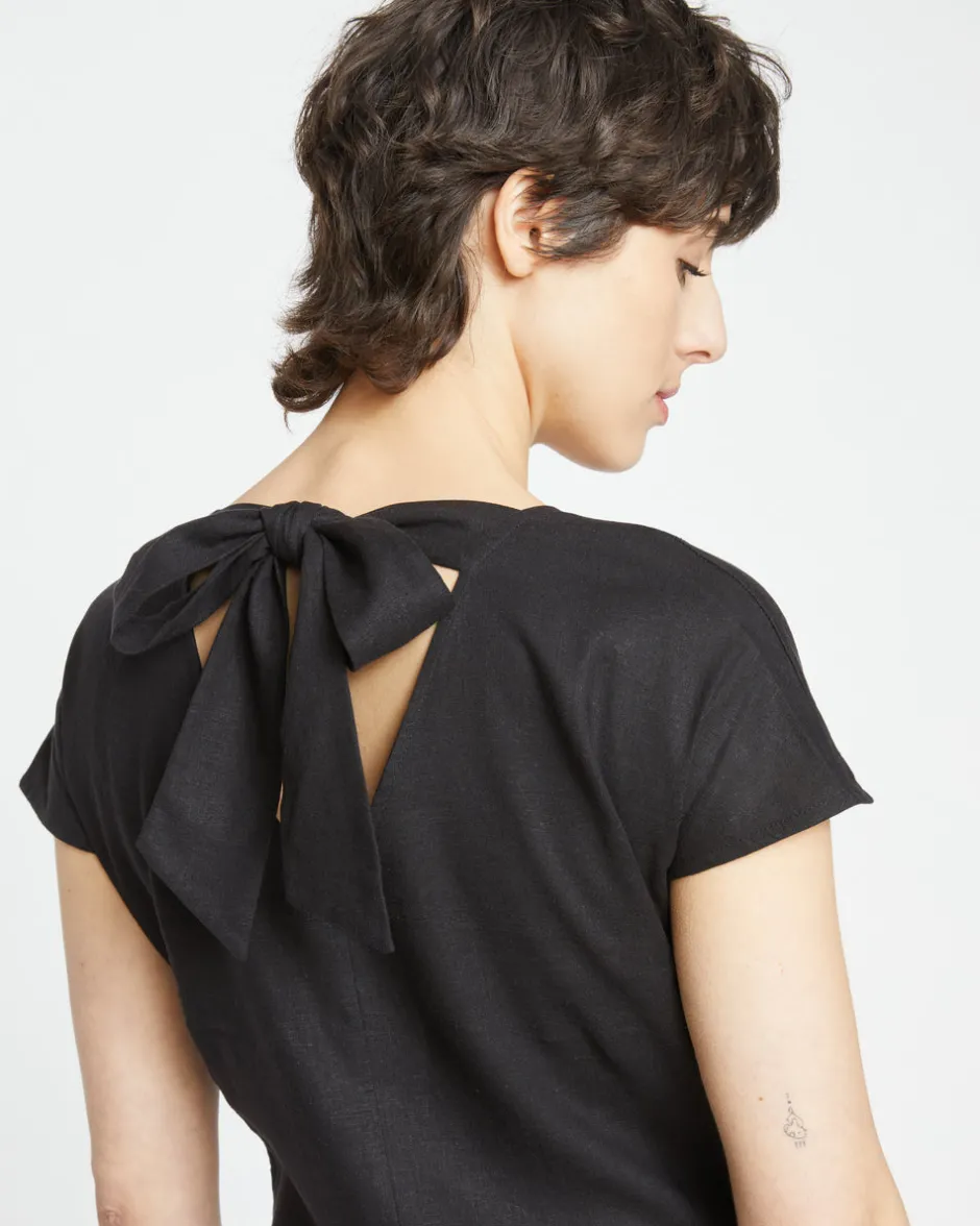 Universal Standard Louvre Bow Back Linen Dress