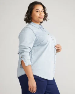 Universal Standard Minimalist Stretch Cotton Chambray Shirt