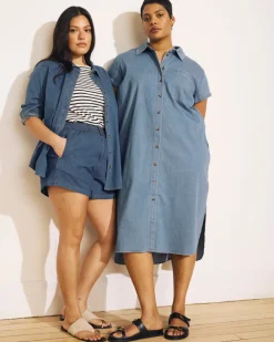 Universal Standard Minimalist Stretch Cotton Chambray Shirt