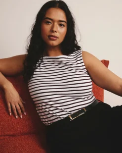 Universal Standard Noyack Breton Stripe Boatneck Tank