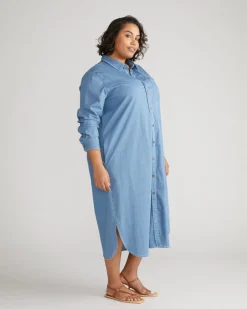 Universal Standard Odeon Stretch Cotton Chambray Shirtdress