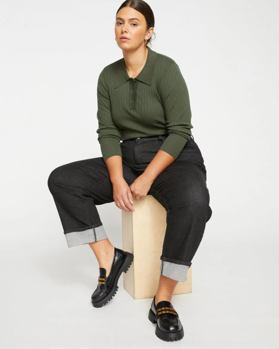 Universal Standard Stevie High Rise Cuffed Straight Leg Jeans