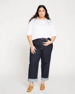 Universal Standard Stevie High Rise Cuffed Straight Leg Jeans