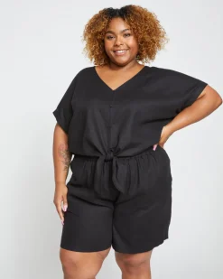 Universal Standard Tropez Tied Linen Crop Top